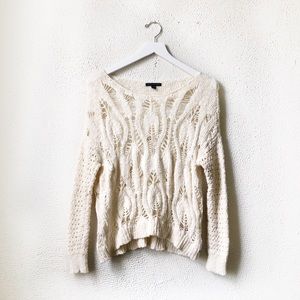 American Eagle Cream Crochet Knit Sweater M